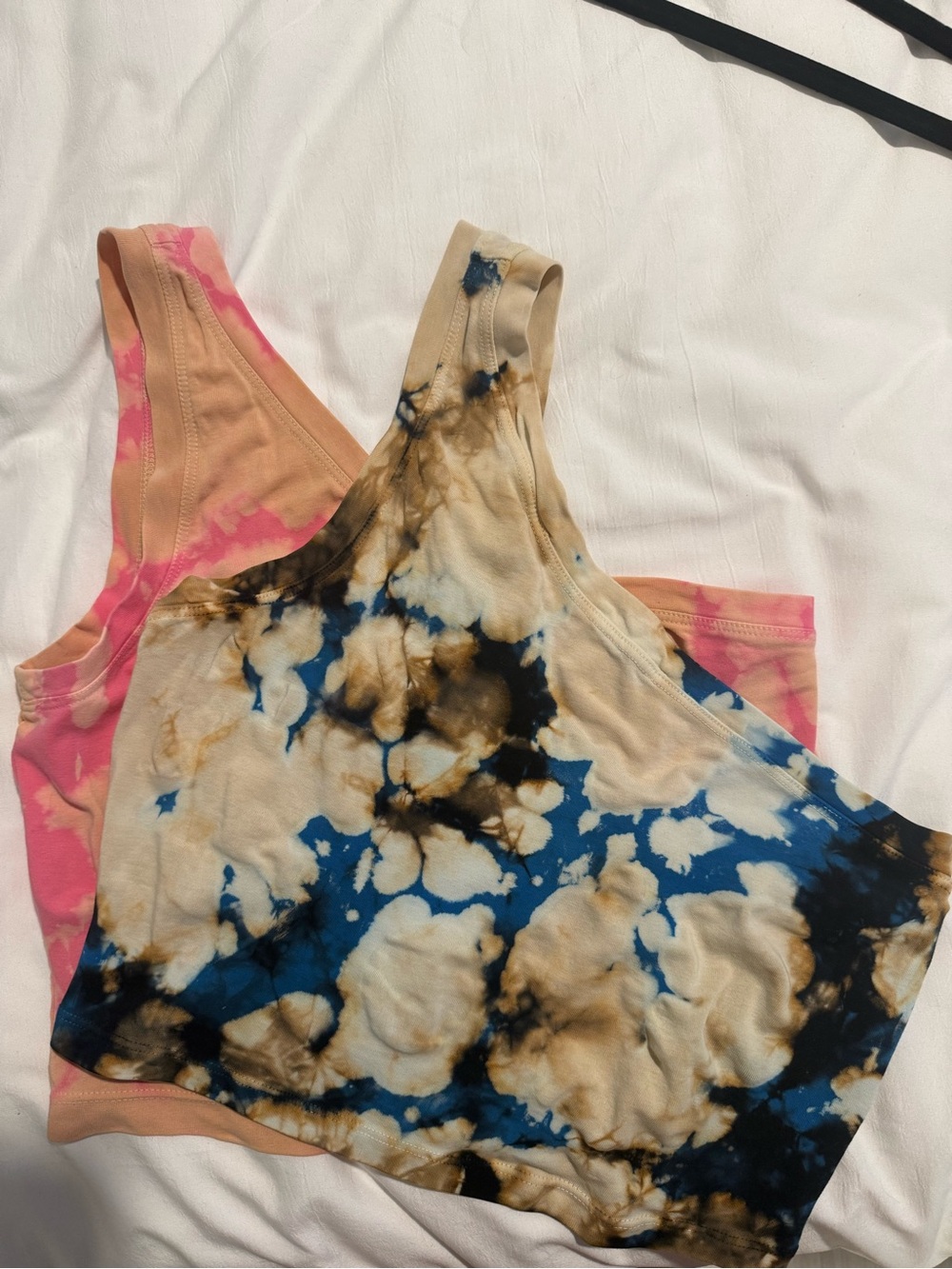 2 Cotton Citizen Pink One-Shoulder Tie-Dye Crop Tops BUNDLE